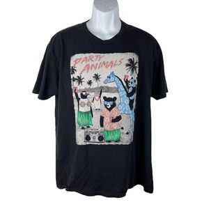 Riot Society Shirt Men Extra Large Black Party Animals Graphic Short Sleeve Tee
